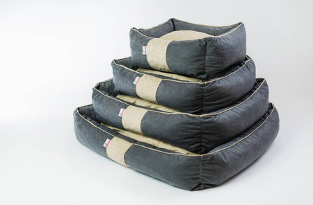 Legowisko dla psa funkcjonalne, miękkie wykonane z mikrofazy, wyjmowana poducha PETTI Szary/Beż S