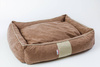 Legowisko dla psa funkcjonalne, miękkie wykonane z mikrofazy, wyjmowana poducha PETTI Karmel/Beż XL