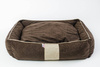 Legowisko dla psa funkcjonalne, miękkie wykonane z mikrofazy, wyjmowana poducha  PETTI Brąz/Beż M
