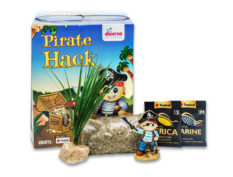 Zestaw akwarystyczny, startowy dla początkujących 10l  Skarb Pirata Hacka 20x20x25 z wyposażeniem