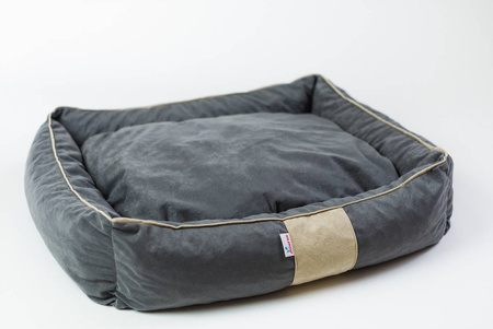 Legowisko dla psa funkcjonalne, miękkie wykonane z mikrofazy, wyjmowana poducha PETTI Szary/Beż L