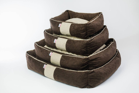 Legowisko dla psa funkcjonalne, miękkie wykonane z mikrofazy, wyjmowana poducha PETTI Brąz/Beż 1