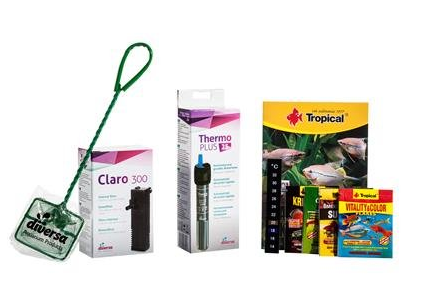 Zestaw akwarystyczny, startowy, profilowany z szybą giętą dla początkujących 25l Startup 40x25x25  LED Expert 4,8W z filtrem wewnętrznym Claro 300 i grzałką z regulacją 25W