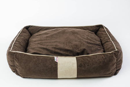 Legowisko dla psa funkcjonalne, miękkie wykonane z mikrofazy, wyjmowana poducha PETTI Brąz/Beż M