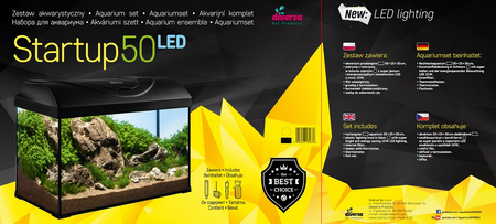 Zestaw akwarystyczny, startowy dla początkujących 37,5l Startup 50x25x30  LED Expert 10W z filtrem wewnętrznym Claro 300 i grzałką z regulacją 50W
