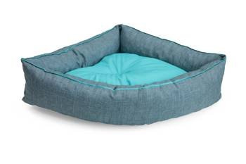 Legowisko dla psa narożne, funkcjonalne CORNER Turkus/Niebieski S