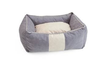 Legowisko dla psa funkcjonalne, miękkie wykonane z mikrofazy, wyjmowana poducha PETTI Szary/Beż S