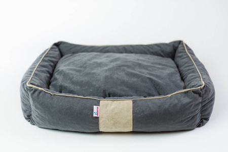 Legowisko dla psa funkcjonalne, miękkie wykonane z mikrofazy, wyjmowana poducha PETTI Szary/Beż L