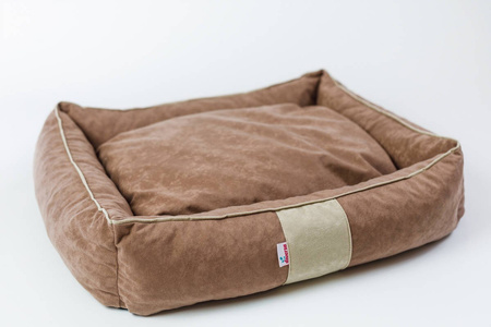 Legowisko dla psa funkcjonalne, miękkie wykonane z mikrofazy, wyjmowana poducha PETTI Karmel/Beż XL